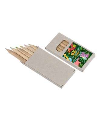 Σετ Μίνι Ξυλομπογιές – 6 Χρώματα με Custom Εκτύπωση σε Οικολογική Συσκευασία